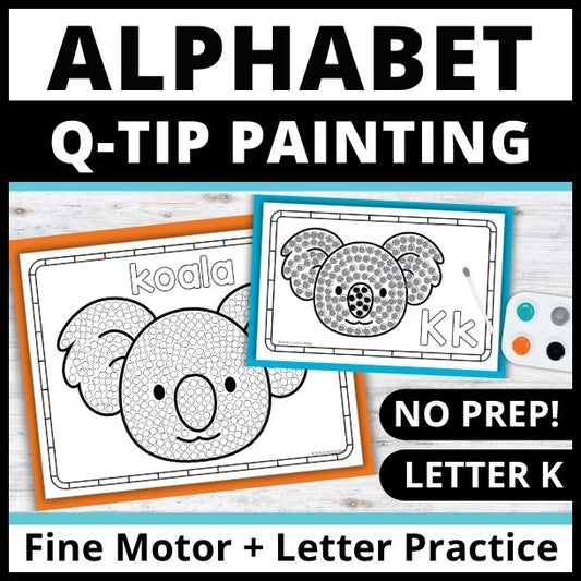 Letter K Q-tip Dot Painting Activity Pages