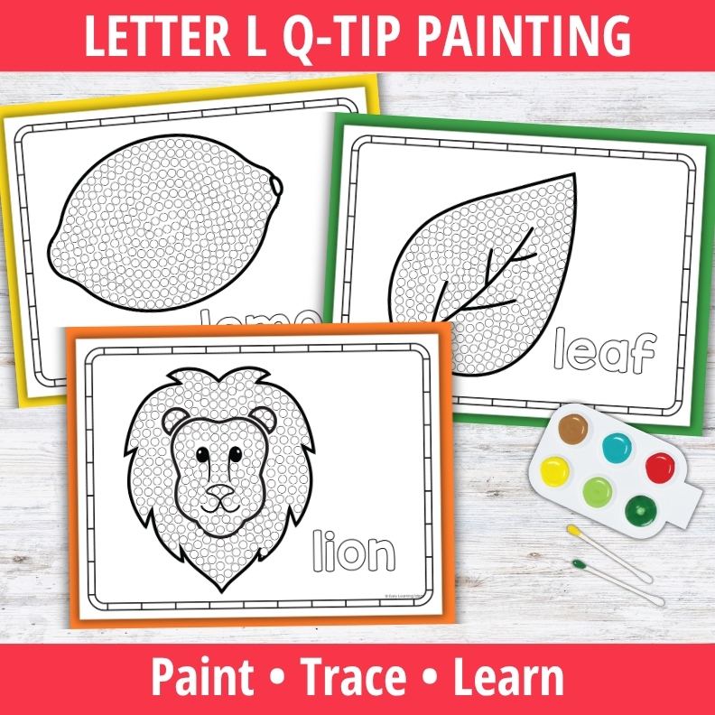Letter L Q-tip Dot Painting Activity Pages