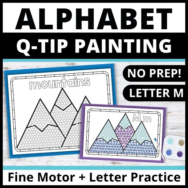Letter M Q-tip Dot Painting Activity Pages