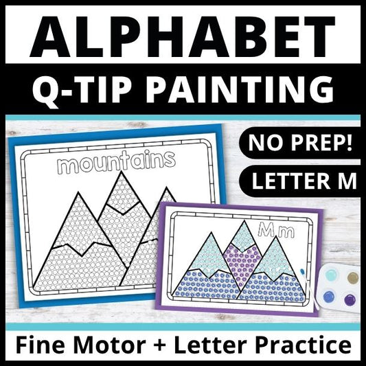 Letter M Q-tip Dot Painting Activity Pages