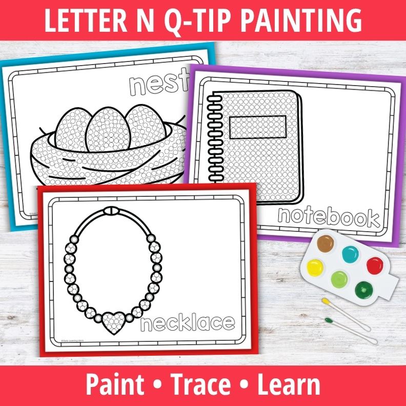 Letter N Q-tip Dot Painting Activity Pages