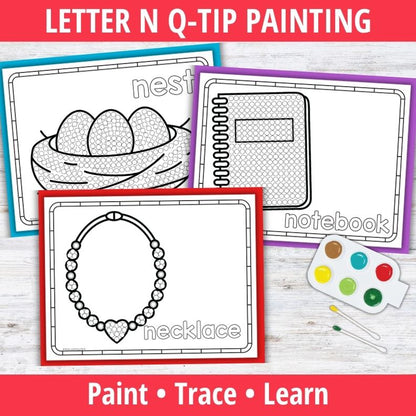Letter N Q-tip Dot Painting Activity Pages