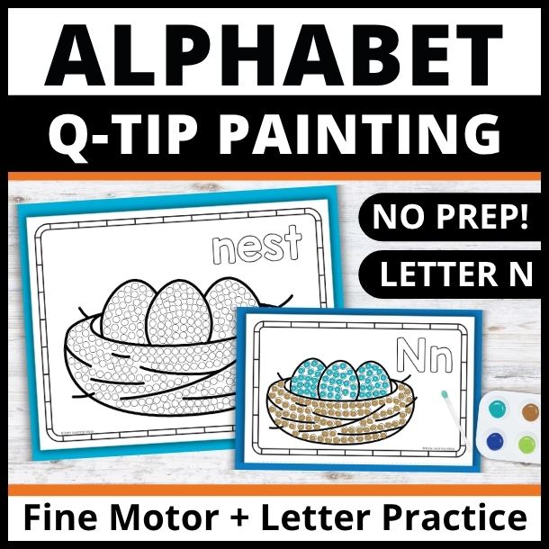 Letter N Q-tip Dot Painting Activity Pages