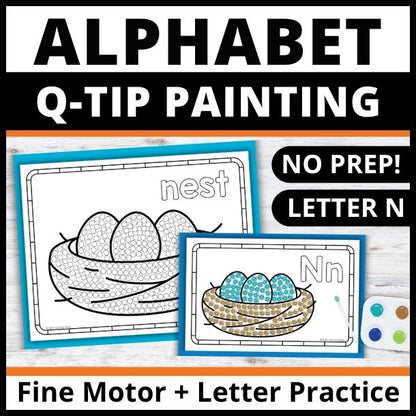 Letter N Q-tip Dot Painting Activity Pages