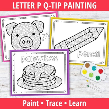 Letter P Q-tip Dot Painting Activity Pages