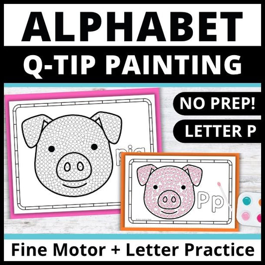 Letter P Q-tip Dot Painting Activity Pages