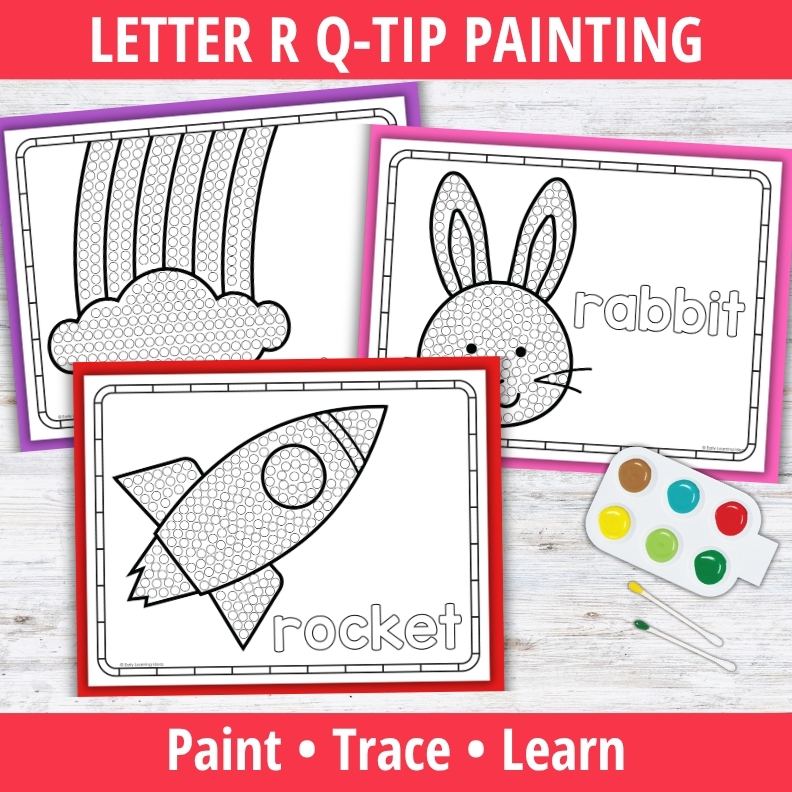 Letter R Q-tip Dot Painting Activity Pages