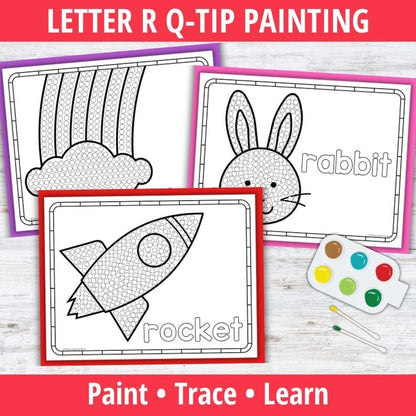 Letter R Q-tip Dot Painting Activity Pages