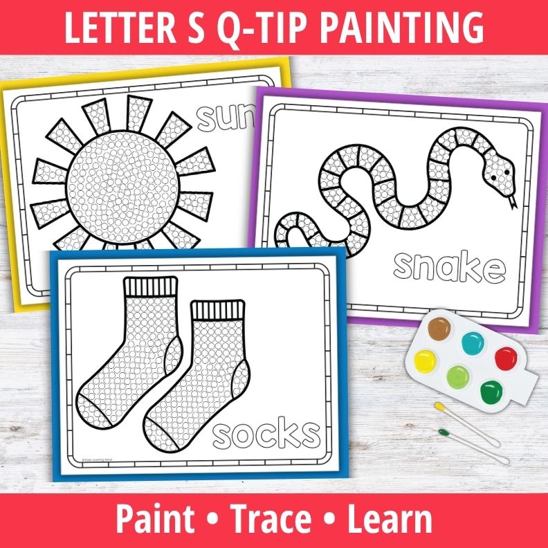 Letter S Q-tip Dot Painting Activity Pages