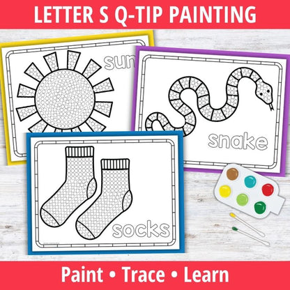 Letter S Q-tip Dot Painting Activity Pages