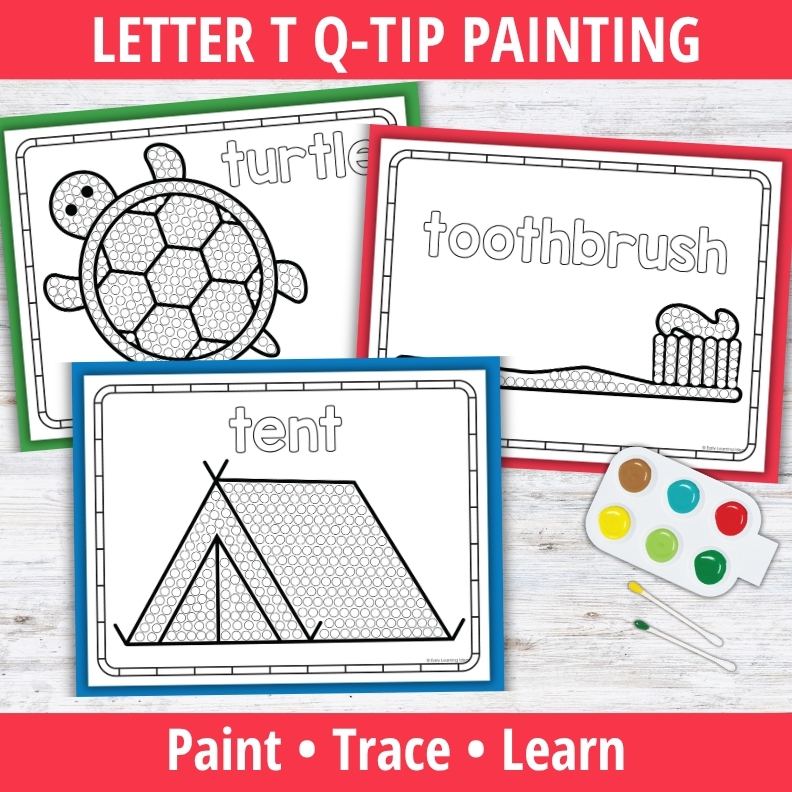 Letter T Q-tip Dot Painting Activity Pages
