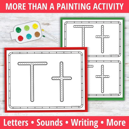 Letter T Q-tip Dot Painting Activity Pages