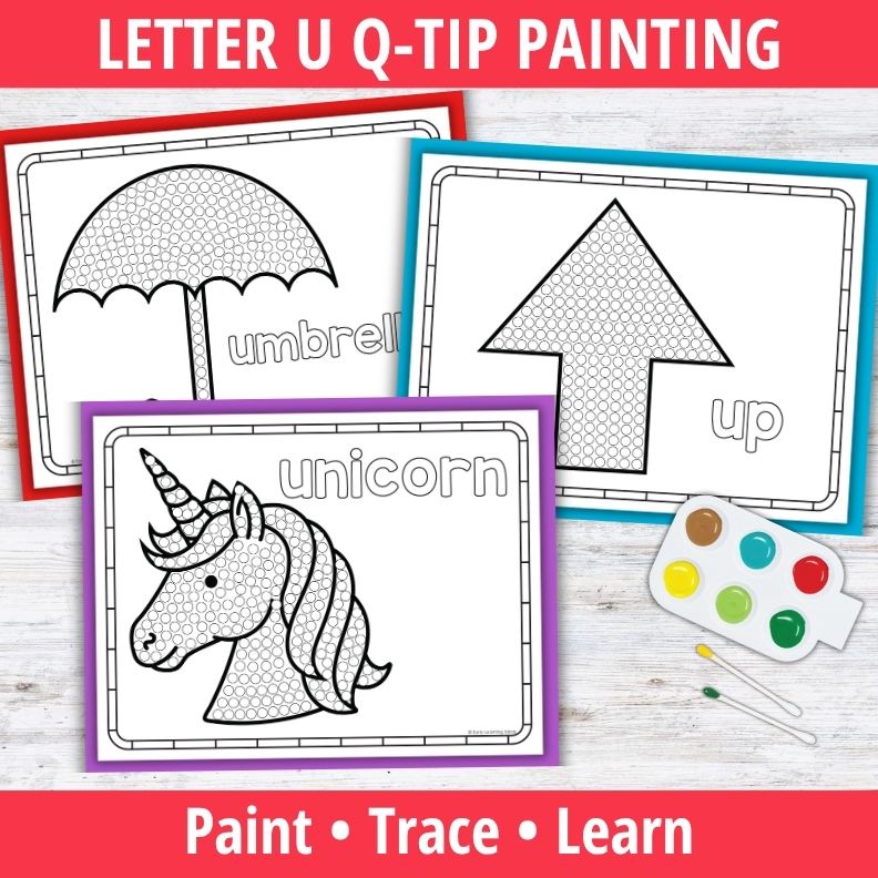 Letter U Q-tip Dot Painting Activity Pages