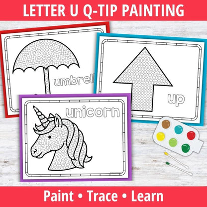 Letter U Q-tip Dot Painting Activity Pages