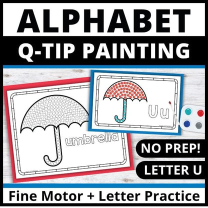 Letter U Q-tip Dot Painting Activity Pages