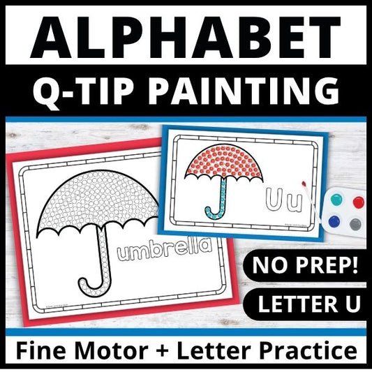 Letter U Q-tip Dot Painting Activity Pages