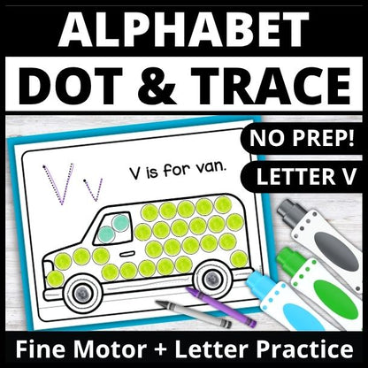 Letter V Dot Marker Coloring Pages