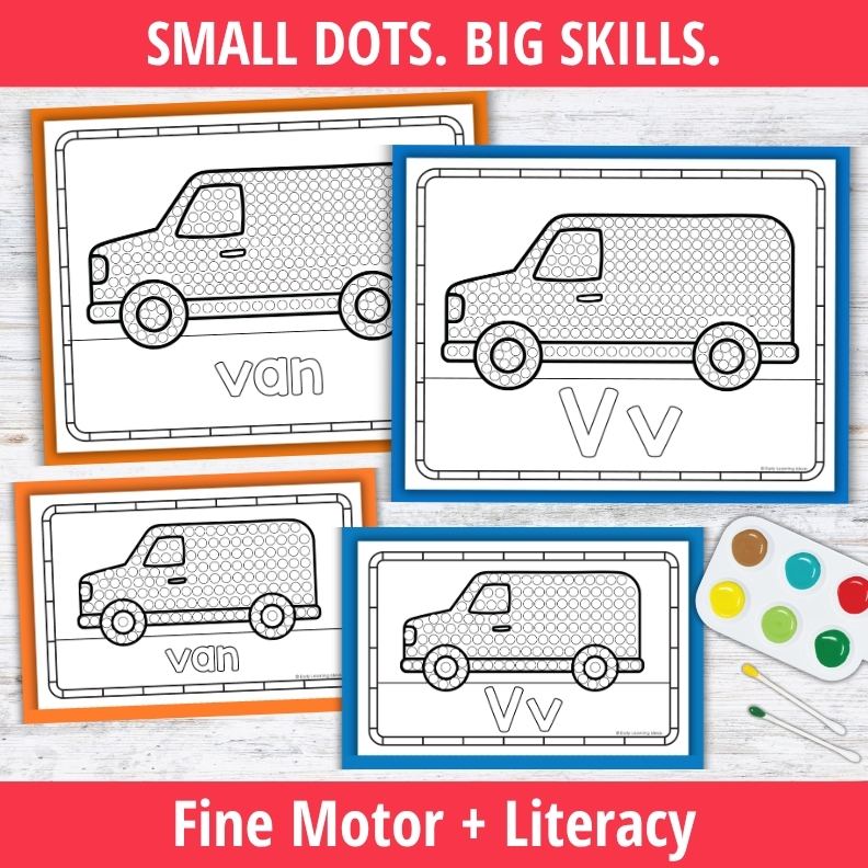 Letter V Q-tip Dot Painting Activity Pages