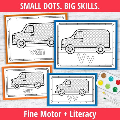 Letter V Q-tip Dot Painting Activity Pages