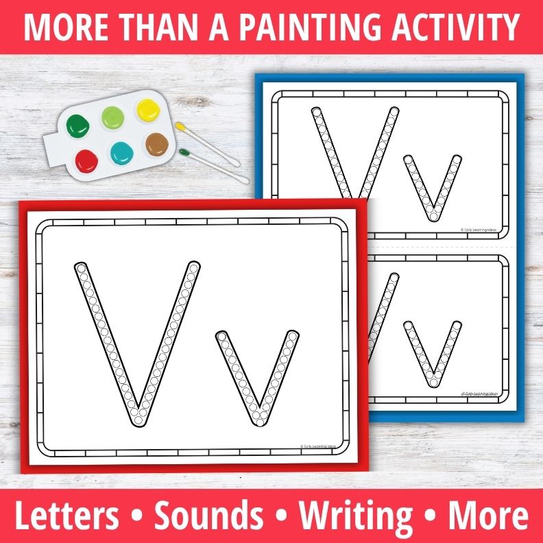 Letter V Q-tip Dot Painting Activity Pages