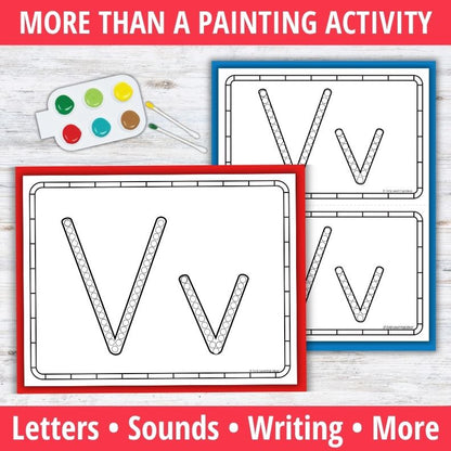 Letter V Q-tip Dot Painting Activity Pages