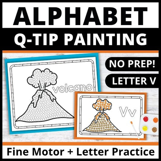 Letter V Q-tip Dot Painting Activity Pages