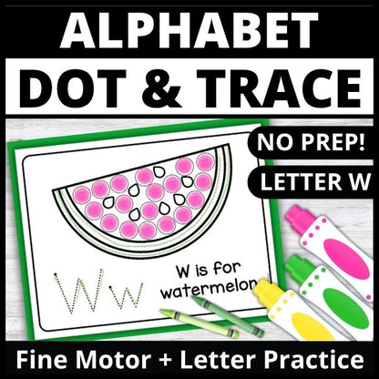 Letter W Dot Marker Coloring Pages