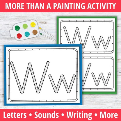Letter W Q-tip Dot Painting Activity Pages