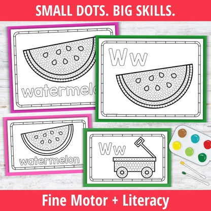 Letter W Q-tip Dot Painting Activity Pages