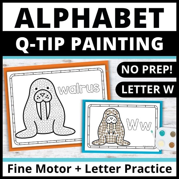 Letter W Q-tip Dot Painting Activity Pages
