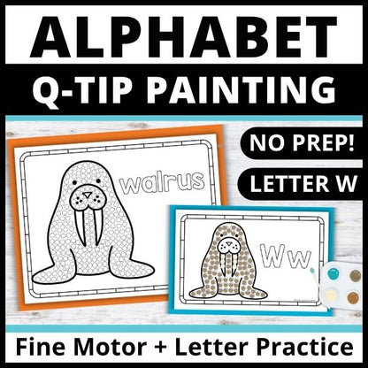Letter W Q-tip Dot Painting Activity Pages