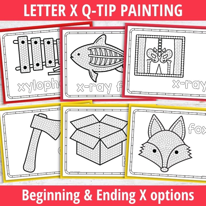 Letter X Q-tip Dot Painting Activity Pages