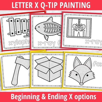 Letter X Q-tip Dot Painting Activity Pages