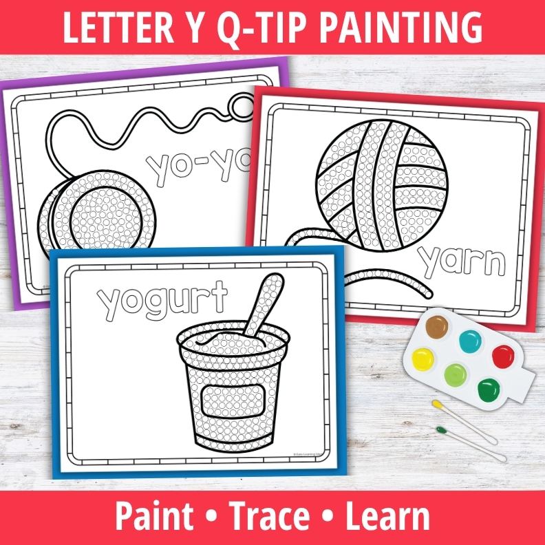 Letter Y Q-tip Dot Painting Activity Pages
