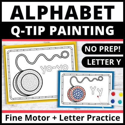 Letter Y Q-tip Dot Painting Activity Pages