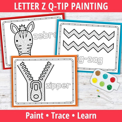 Letter Z Q-tip Dot Painting Activity Pages