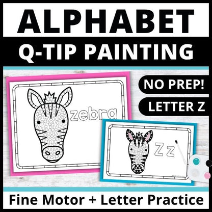 Letter Z Q-tip Dot Painting Activity Pages