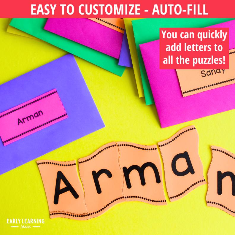 Editable Name Practice Puzzles - Wavy Puzzles – Early Learning Ideas