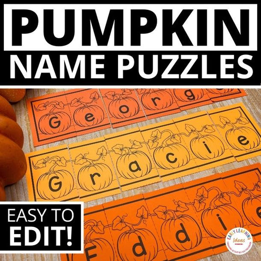 Editable Name Practice Puzzles - Pumpkin Patch Name Puzzles