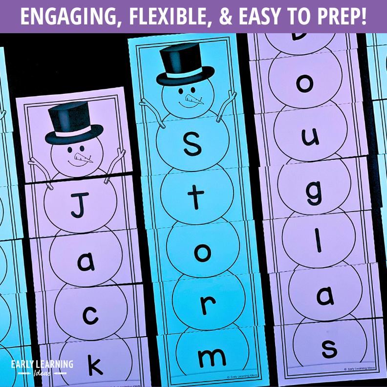 Editable Name Practice Puzzles - Snowman Name Puzzle
