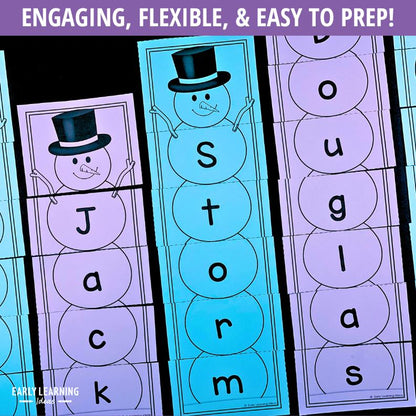 Editable Name Practice Puzzles - Snowman Name Puzzle