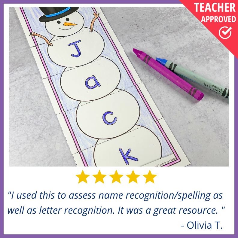 Editable Name Practice Puzzles - Snowman Name Puzzle