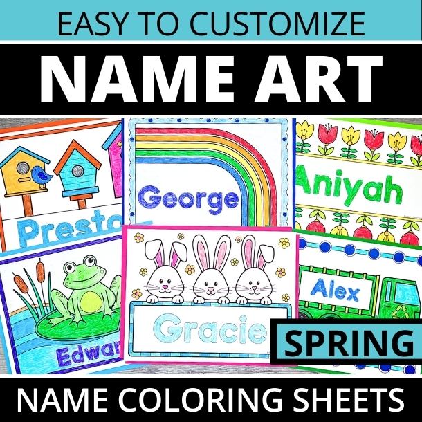 Spring Name Art Coloring Pages – Early Learning Ideas