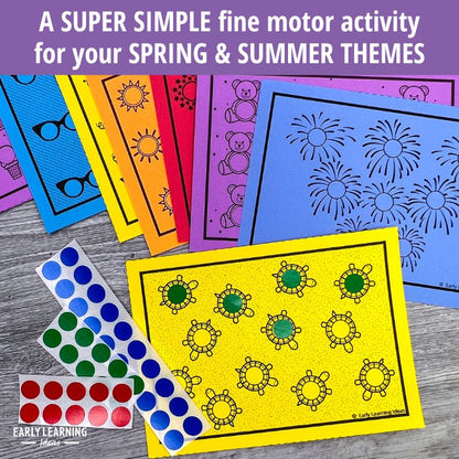 Summer Dot Sticker Fine Motor Task Cards