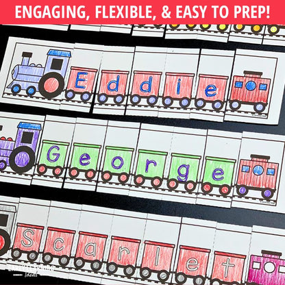 Editable Name Practice Puzzles - Train Name Puzzles