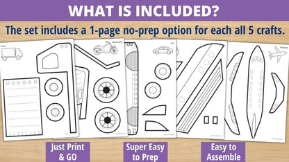 Transportation Crafts and Fine Motor Activities