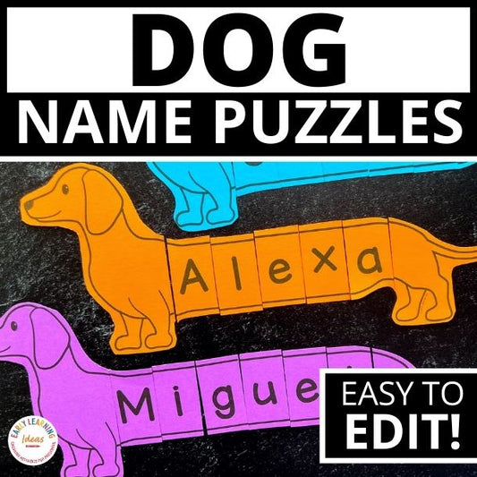 Editable Name Practice Puzzles - Dog Theme