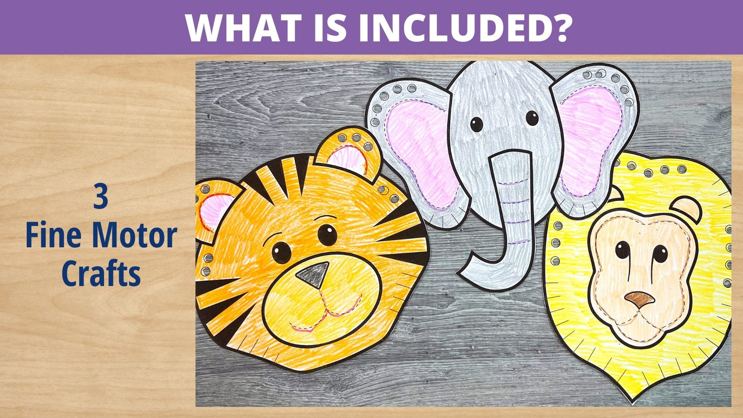 Zoo Animal Fine Motor Craft Activities