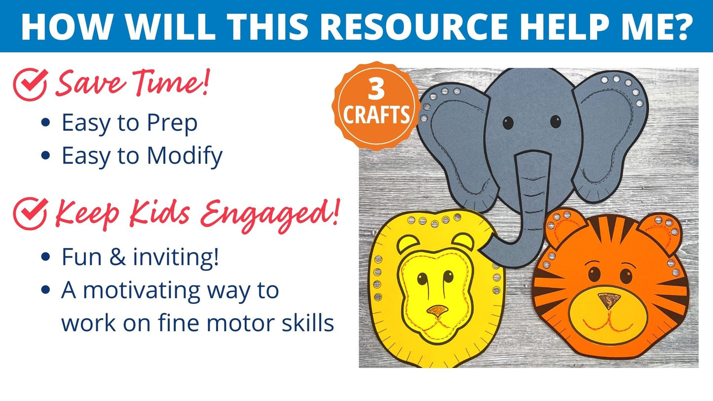 Zoo Animal Fine Motor Craft Activities