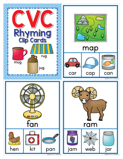 CVC Rhyming Activity Clip Cards